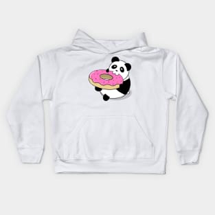 Cute Panda Eating A Donut Kids Hoodie